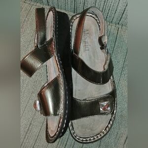 Alegria pewter patent leather sandals